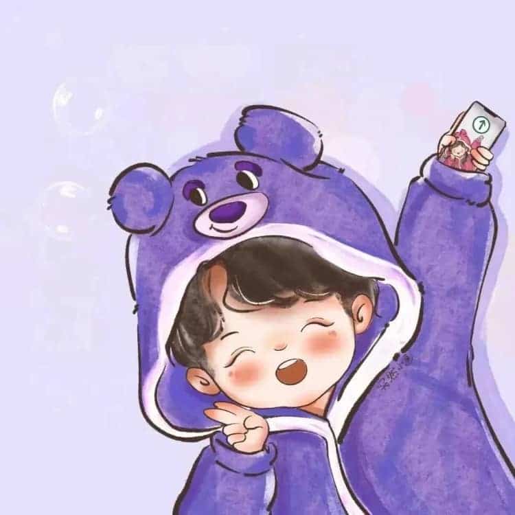 很明显的一左一右可爱卡通情侣头像_9