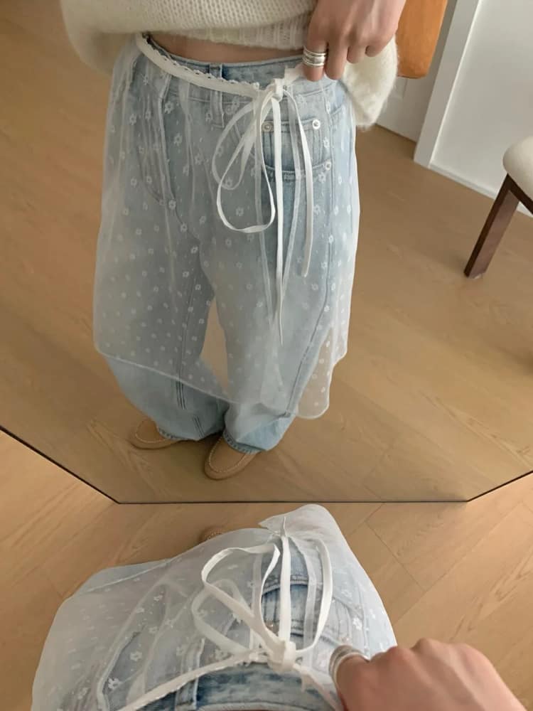 2024春季爆款单品蕾丝裙帘穿搭_3