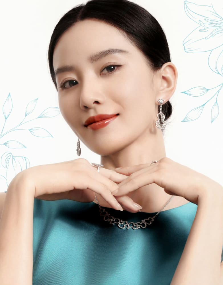 刘诗诗生日上身孔雀蓝高定图片_4
