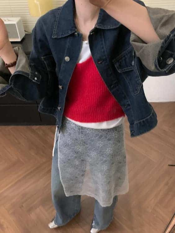 女生牛仔裤蕾丝屁帘遮臀部穿搭真人效果图_16