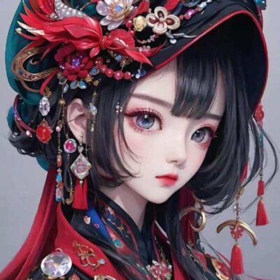 AI动漫国潮民俗风女生微信头像