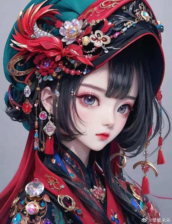 AI动漫国潮民俗风女生微信头像_1