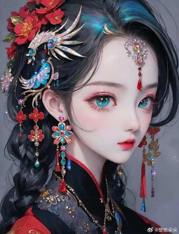 AI动漫国潮民俗风女生微信头像_2
