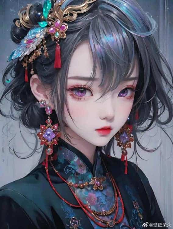 AI动漫国潮民俗风女生微信头像_3