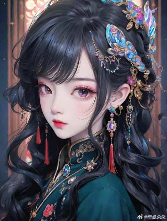 AI动漫国潮民俗风女生微信头像_5