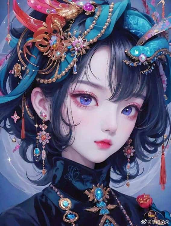 AI动漫国潮民俗风女生微信头像_6