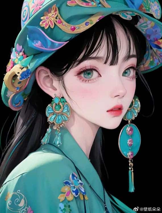 AI动漫国潮民俗风女生微信头像_7