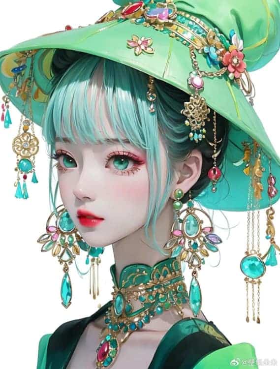 AI动漫国潮民俗风女生微信头像_10