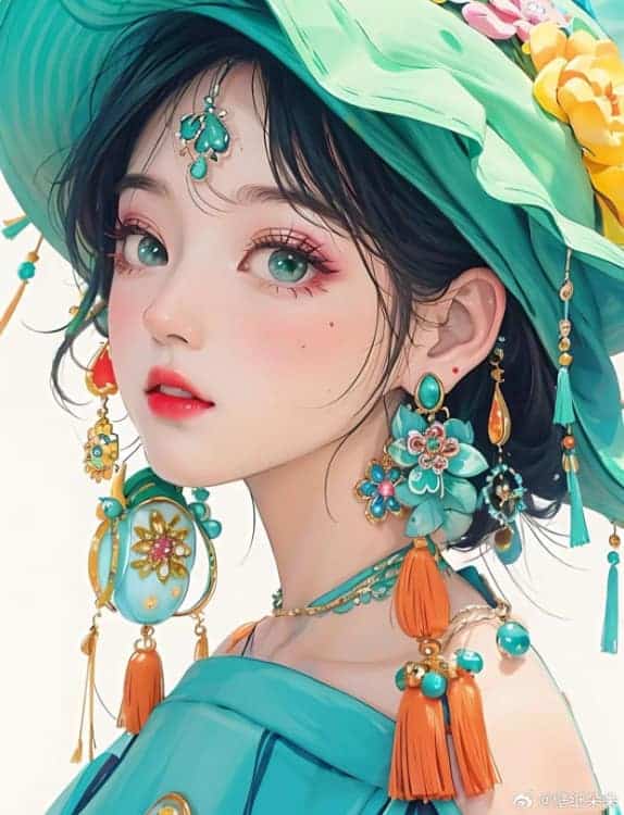 AI动漫国潮民俗风女生微信头像_15