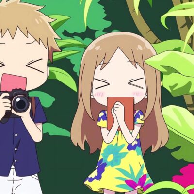 卡通夏日风爱好摄影的情侣头像
