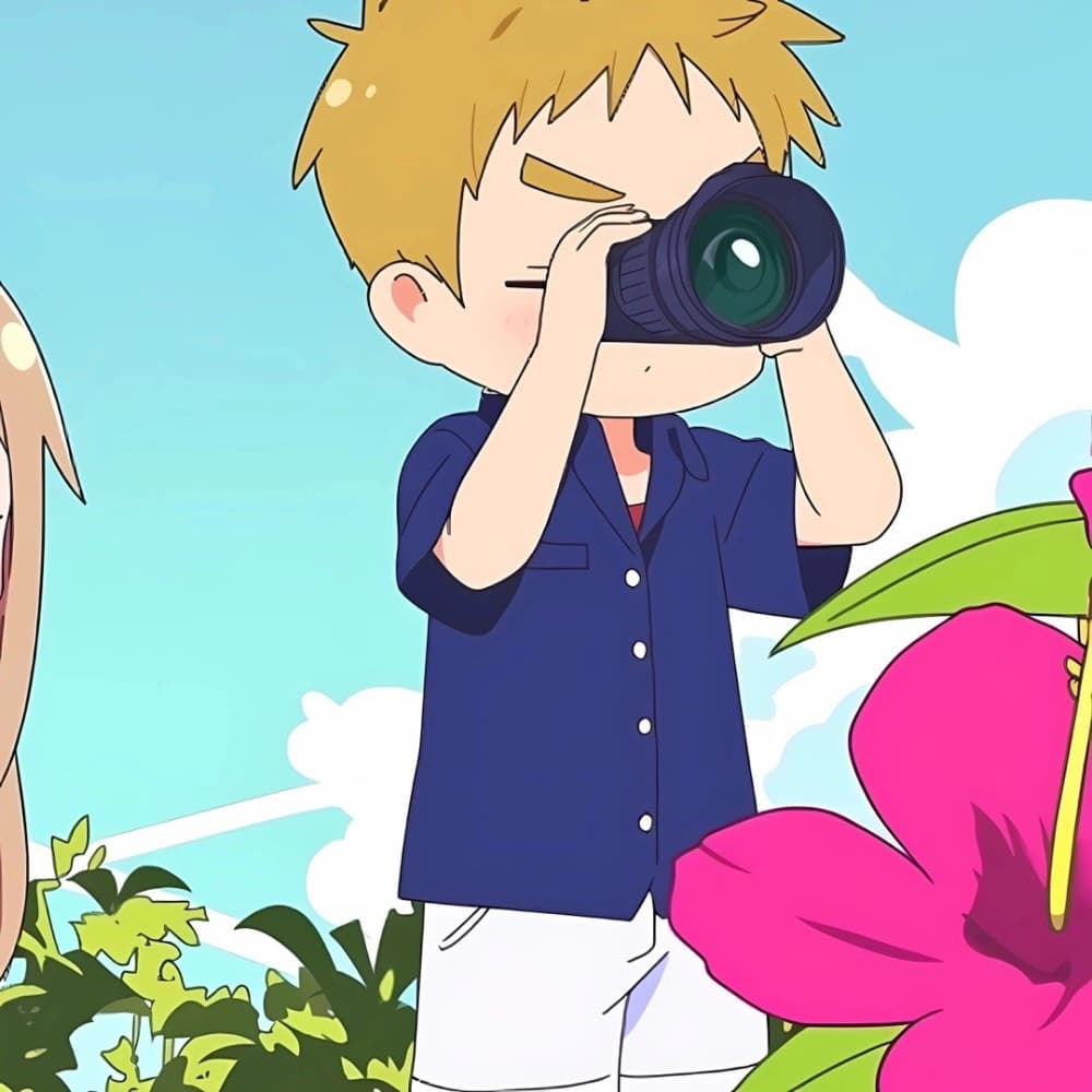 卡通夏日风爱好摄影的情侣头像_4