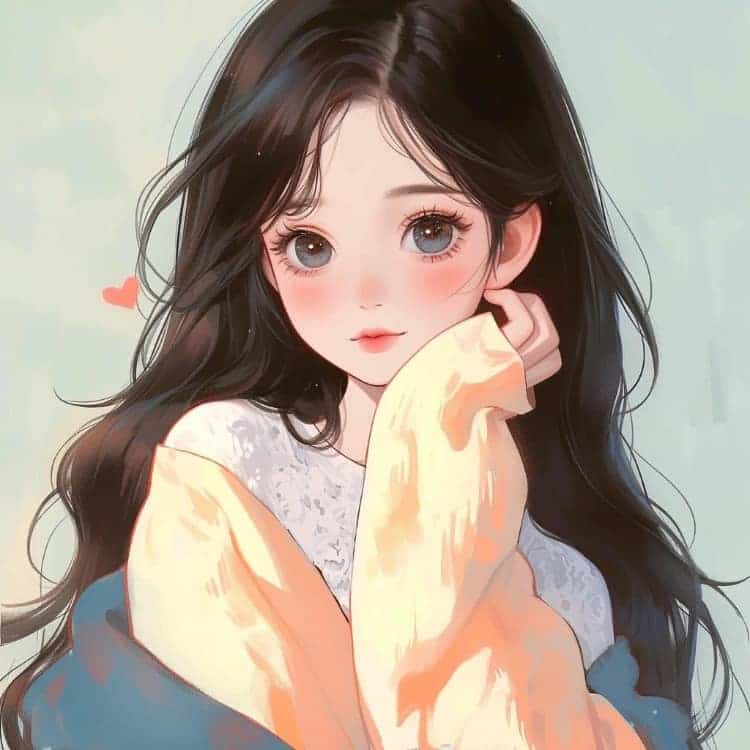 简单干净气质纯色背景清新手绘女生头像_1