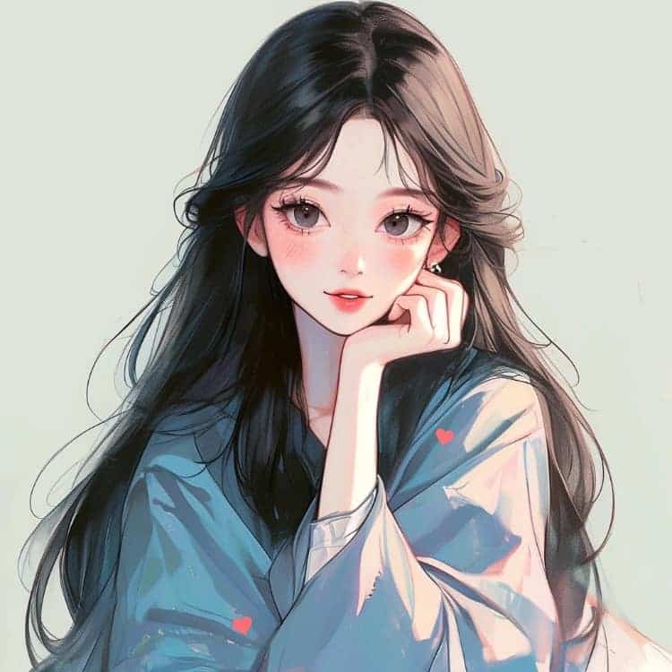 简单干净气质纯色背景清新手绘女生头像_2