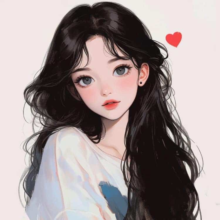 简单干净气质纯色背景清新手绘女生头像_4