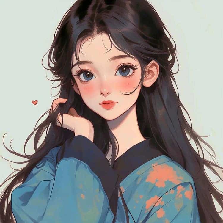 简单干净气质纯色背景清新手绘女生头像_10