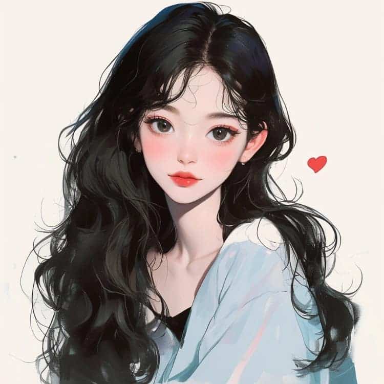 简单干净气质纯色背景清新手绘女生头像_14