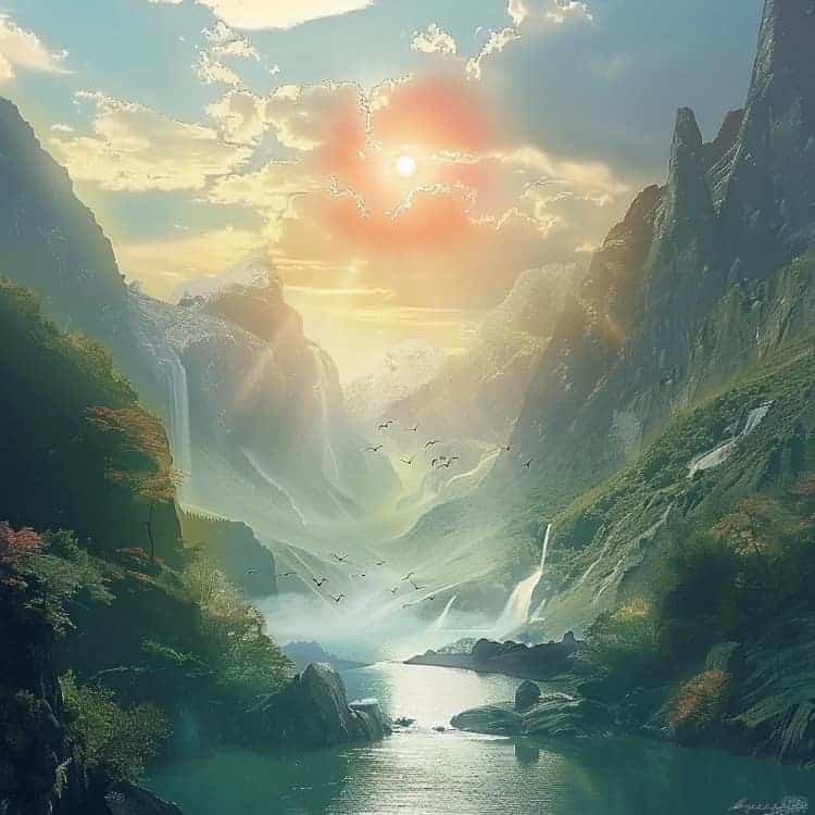 招财好运山水瀑布风景图微信头像_6