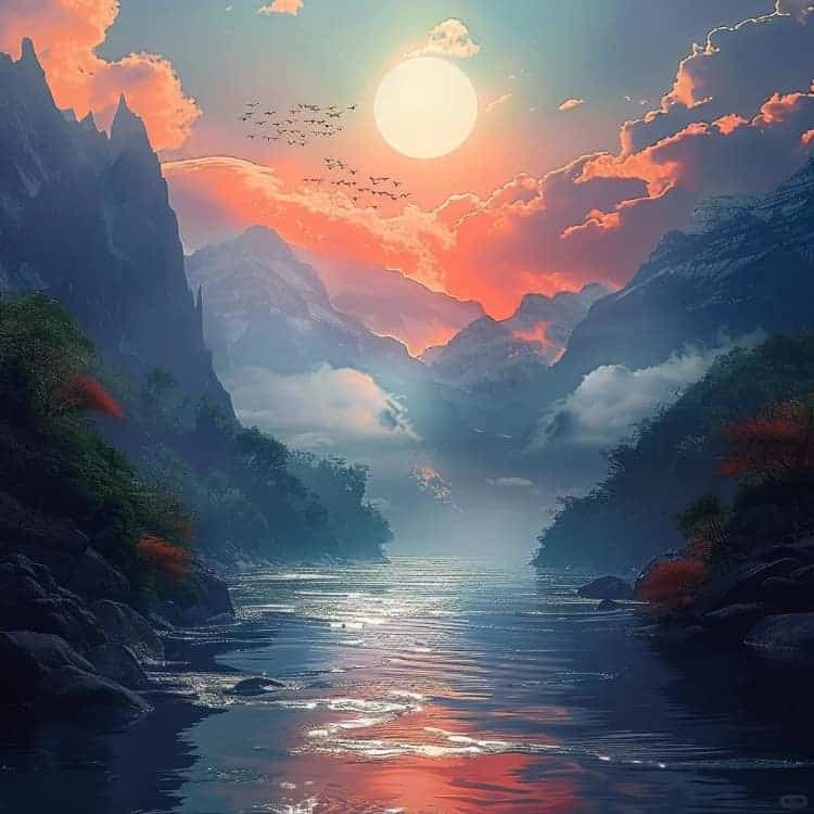 招财好运山水瀑布风景图微信头像_7