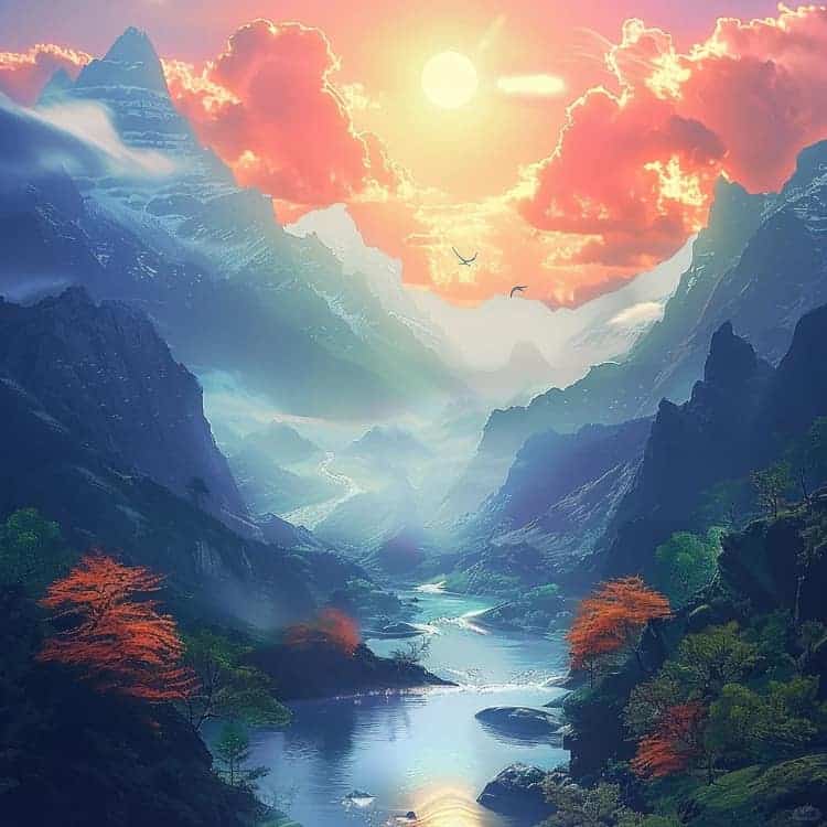 招财好运山水瀑布风景图微信头像_8