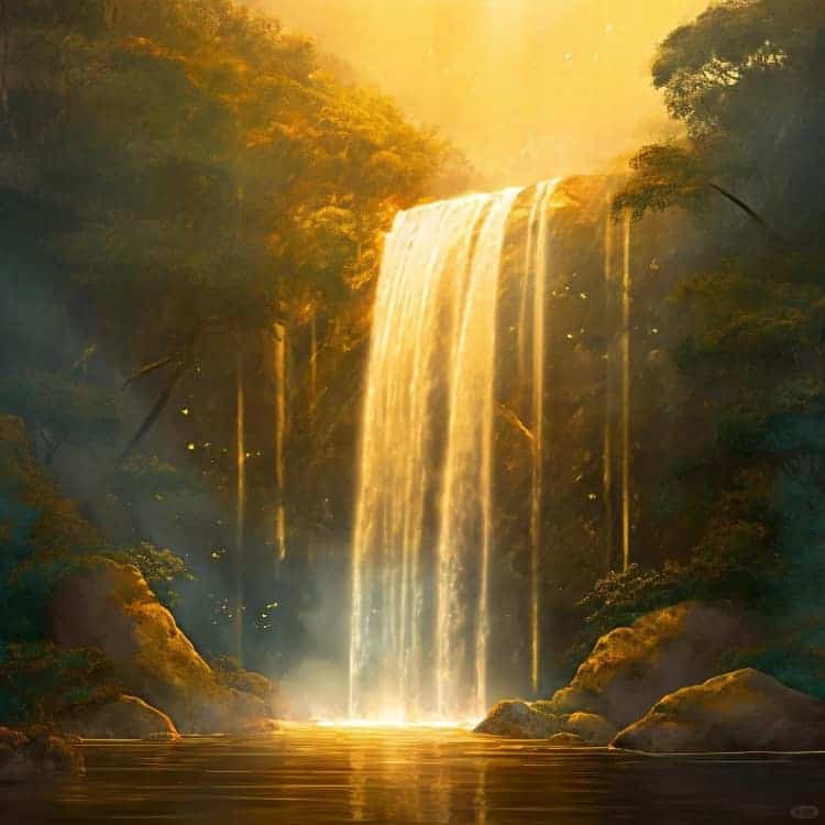 招财好运山水瀑布风景图微信头像_11