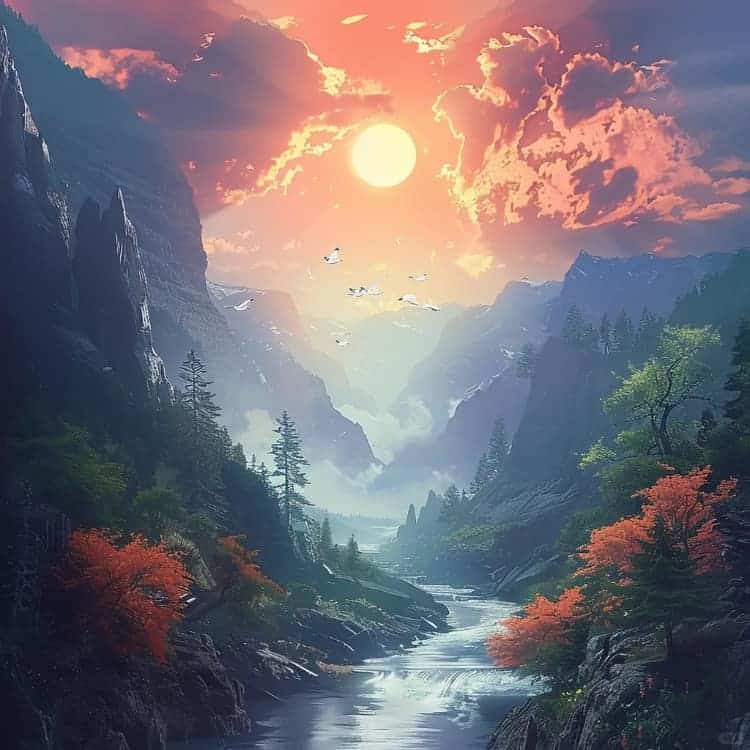招财好运山水瀑布风景图微信头像_12