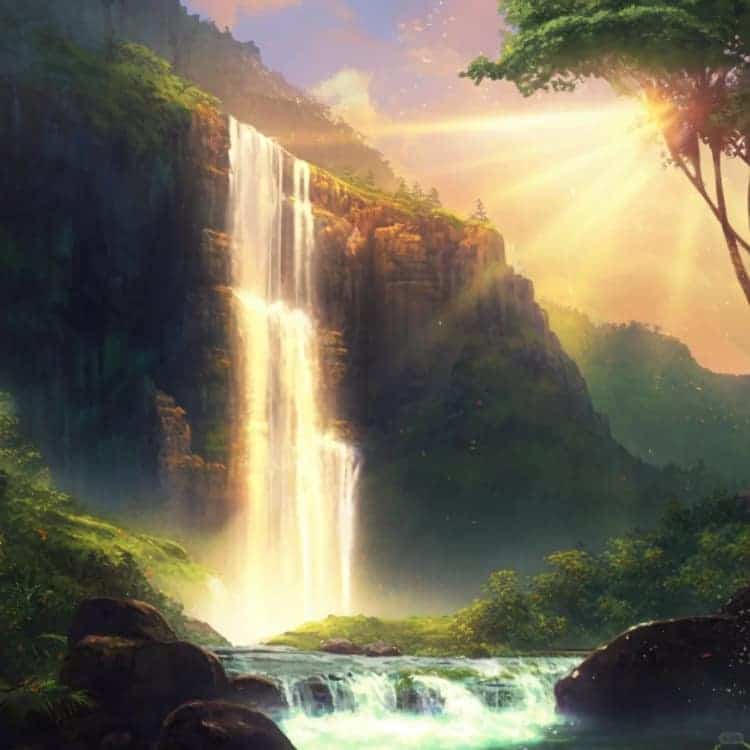 招财好运山水瀑布风景图微信头像_13