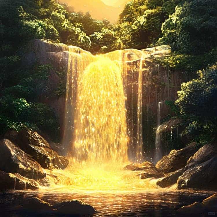 招财好运山水瀑布风景图微信头像_15