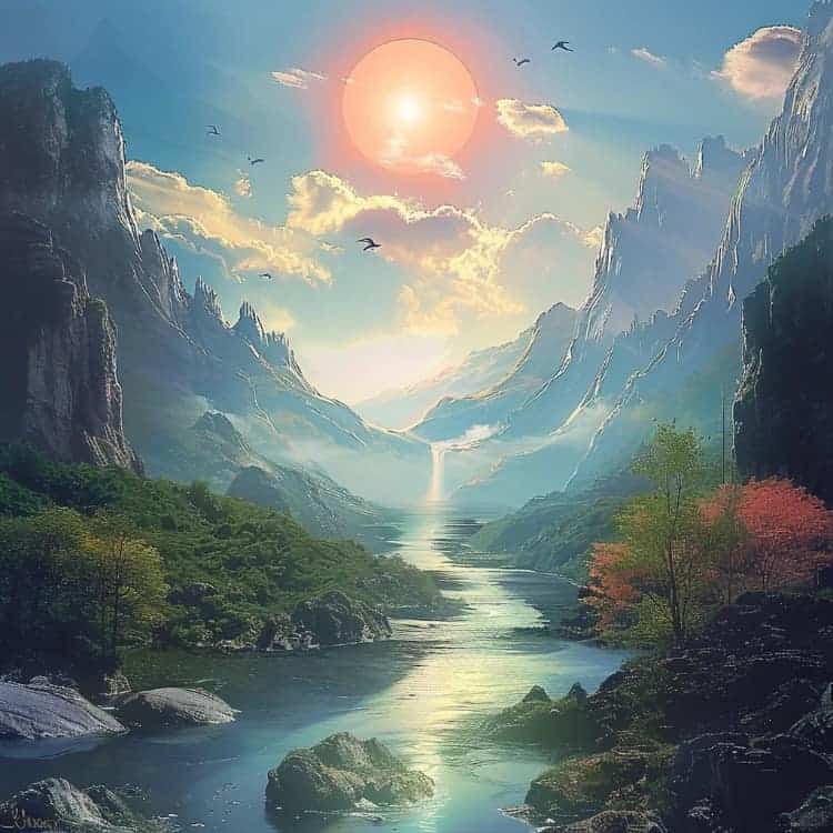 招财好运山水瀑布风景图微信头像_16