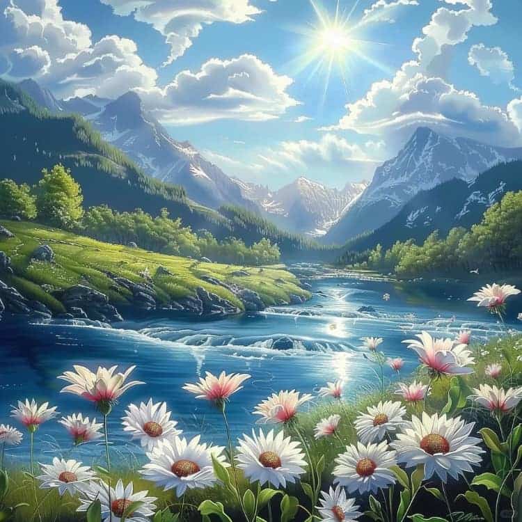 招财好运山水瀑布风景图微信头像_18