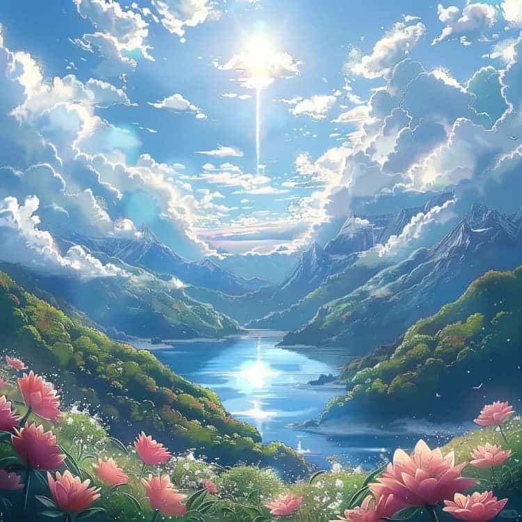 招财好运山水瀑布风景图微信头像_19