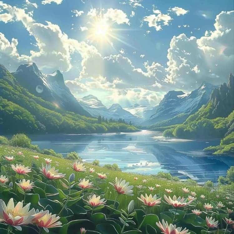 招财好运山水瀑布风景图微信头像_20