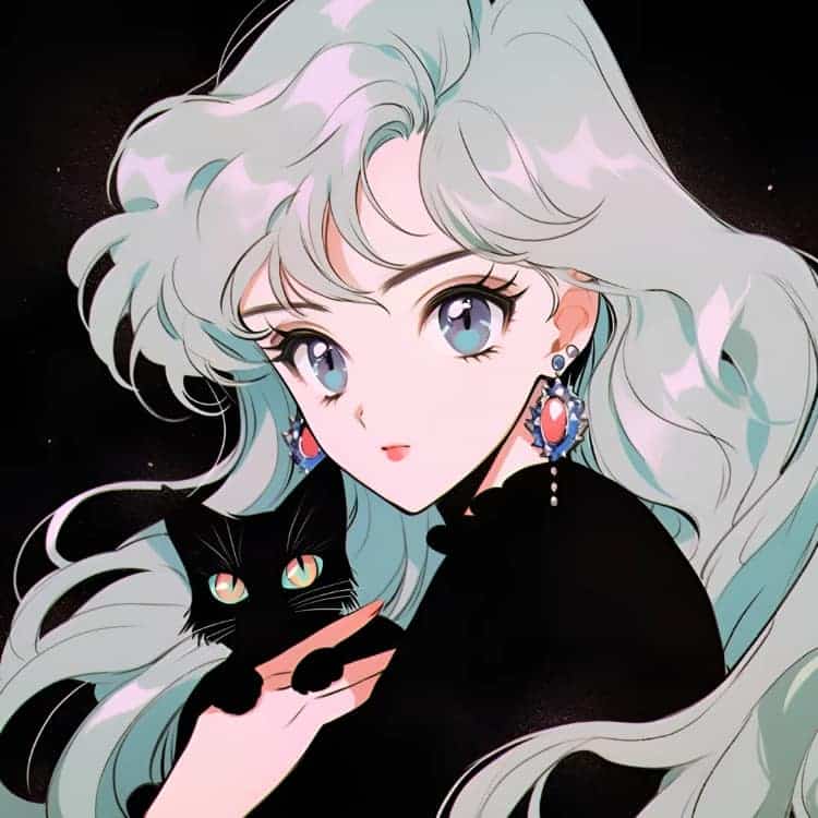 AI二次元温柔又惊艳的女生抱猫动漫头像_11