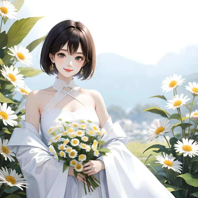 简单气质森系女孩和小雏菊半身头像 AI漫画版_13