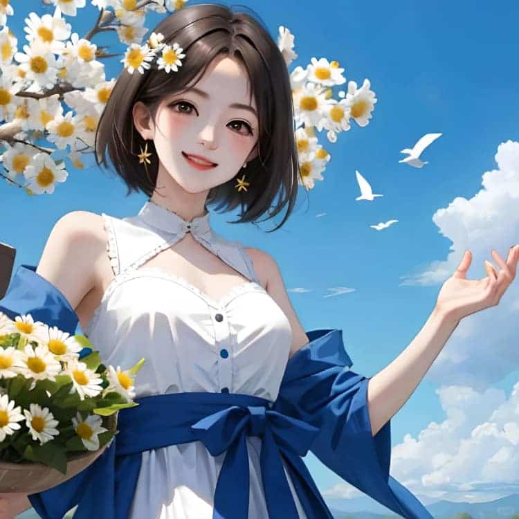 简单气质森系女孩和小雏菊半身头像 AI漫画版_20