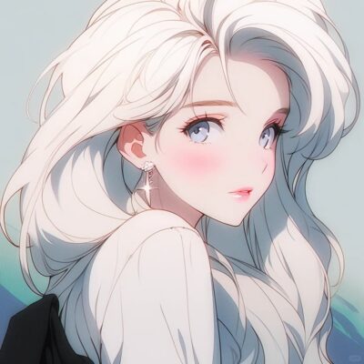 女生头像慵懒风动漫白毛图片