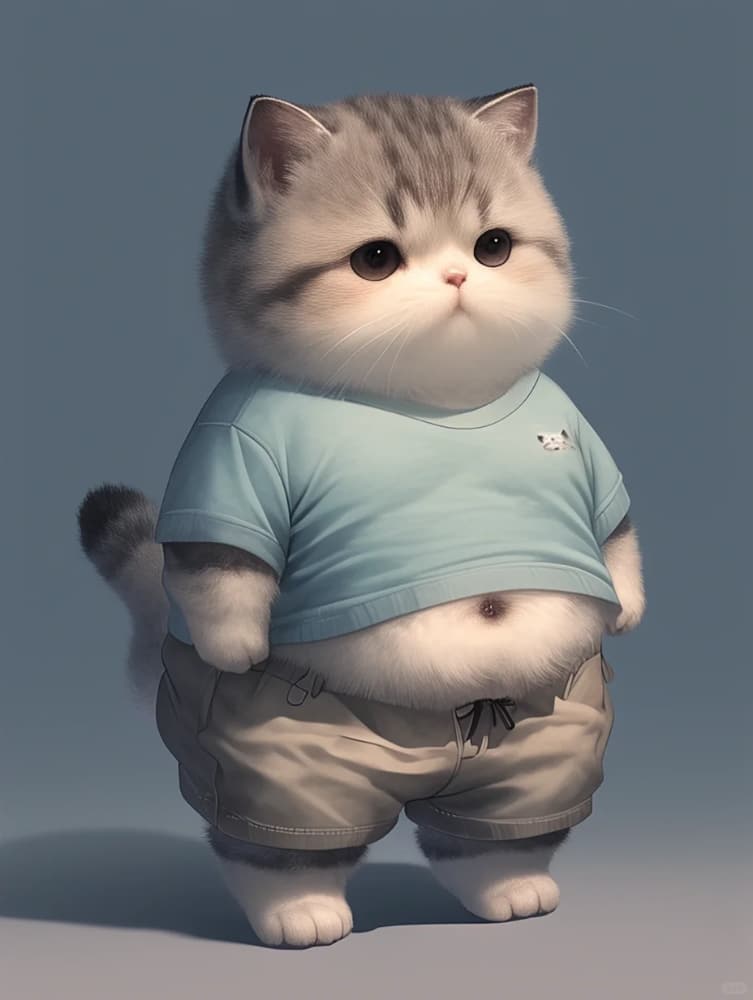 大肚子的可爱胖猫图片_4