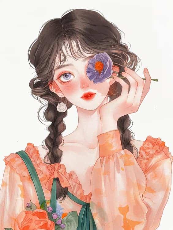 感性好看的温柔女生和红色玫瑰花微信闺蜜头像_4
