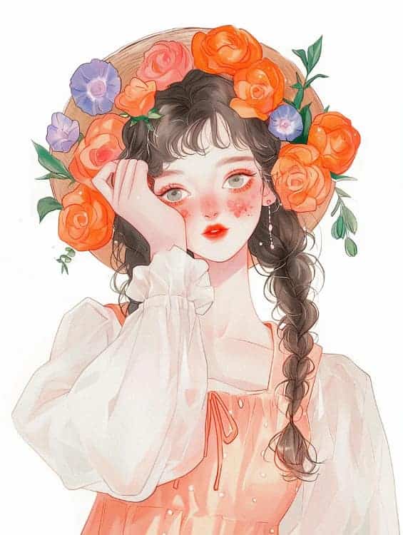 感性好看的温柔女生和红色玫瑰花微信闺蜜头像_7