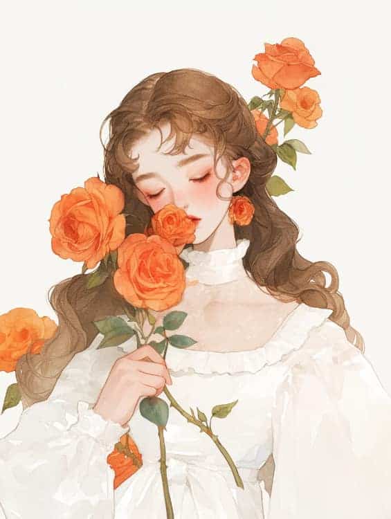 感性好看的温柔女生和红色玫瑰花微信闺蜜头像_15