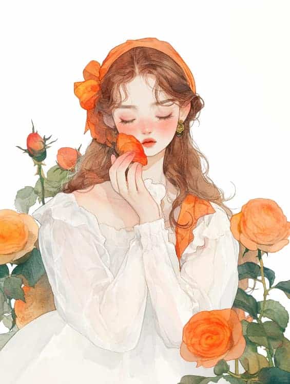 感性好看的温柔女生和红色玫瑰花微信闺蜜头像_16