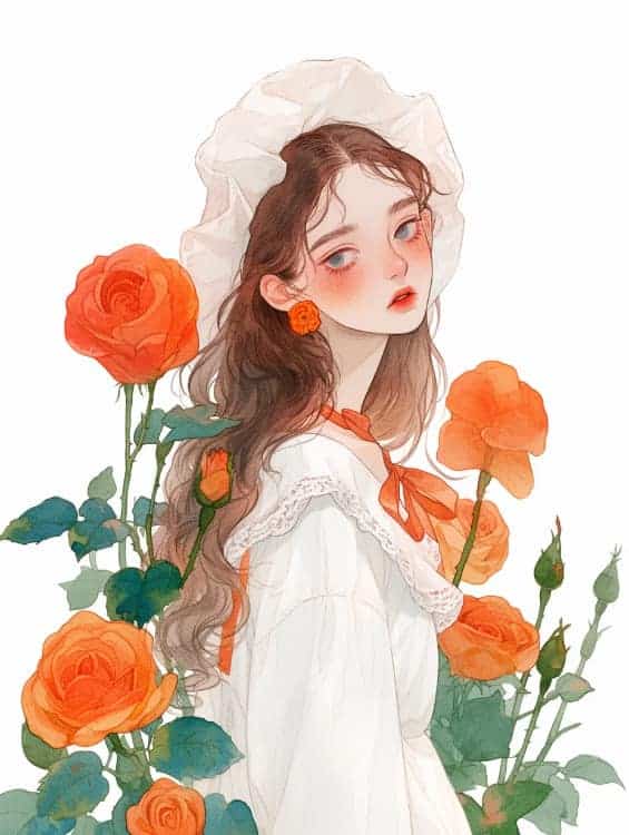 感性好看的温柔女生和红色玫瑰花微信闺蜜头像_17
