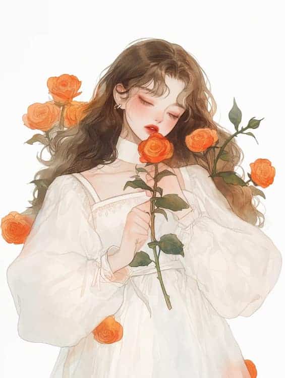 感性好看的温柔女生和红色玫瑰花微信闺蜜头像_18