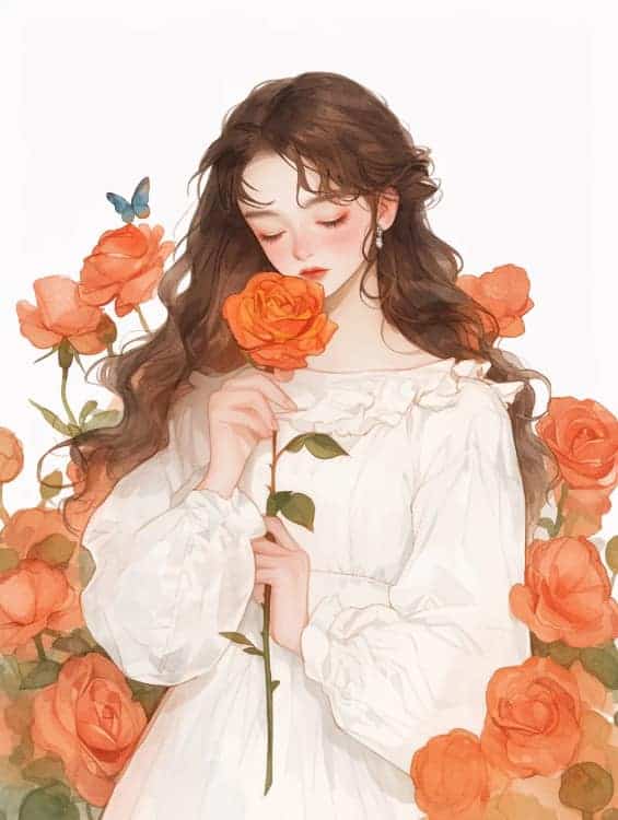 感性好看的温柔女生和红色玫瑰花微信闺蜜头像_19
