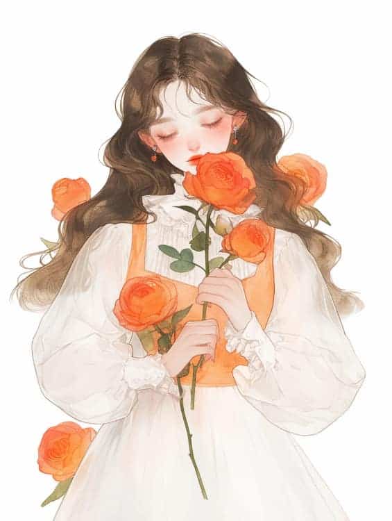 感性好看的温柔女生和红色玫瑰花微信闺蜜头像_22