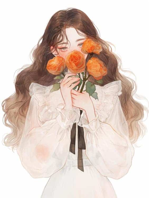 感性好看的温柔女生和红色玫瑰花微信闺蜜头像_23