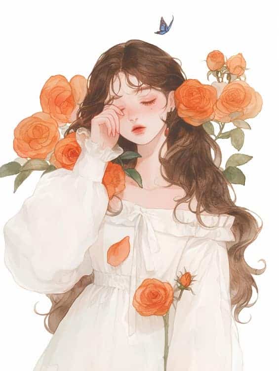 感性好看的温柔女生和红色玫瑰花微信闺蜜头像_24
