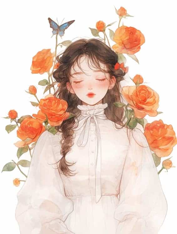 感性好看的温柔女生和红色玫瑰花微信闺蜜头像_27