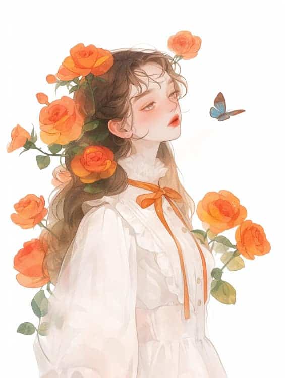 感性好看的温柔女生和红色玫瑰花微信闺蜜头像_29