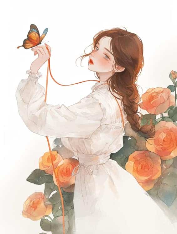 感性好看的温柔女生和红色玫瑰花微信闺蜜头像_30
