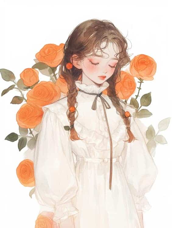 感性好看的温柔女生和红色玫瑰花微信闺蜜头像_31